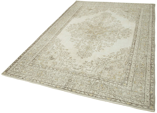 Vintage Beige Vintage Cotton Wool Handmade Area Rug 5'10'' x 8'10''