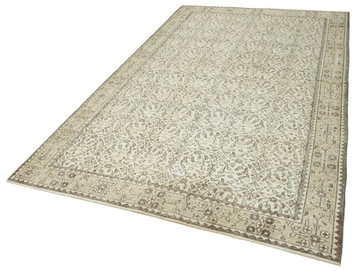 Vintage Beige Vintage Cotton Wool Handmade Area Rug 5'7'' x 9'4''