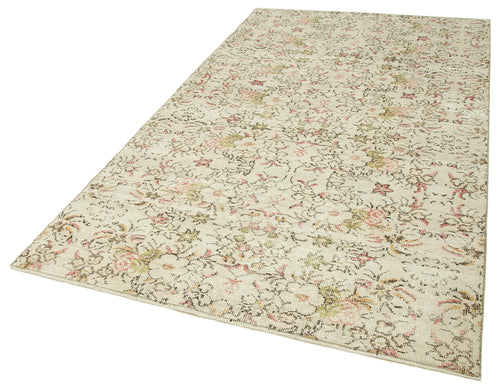 Vintage Beige Vintage Cotton Wool Handmade Area Rug 5'3'' x 8'11''