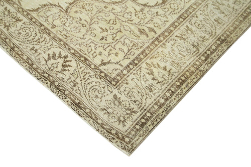 Vintage Beige Vintage Cotton Wool Handmade Area Rug 6'3'' x 9'8''