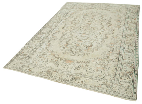 Vintage Beige Vintage Cotton Wool Handmade Area Rug 5'10'' x 8'9''