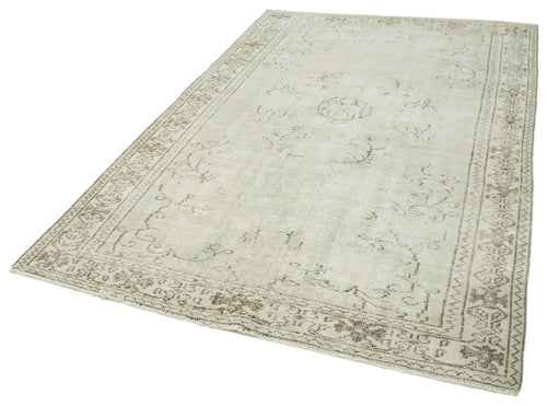 Vintage Beige Vintage Cotton Wool Handmade Area Rug 5'6'' x 8'5''