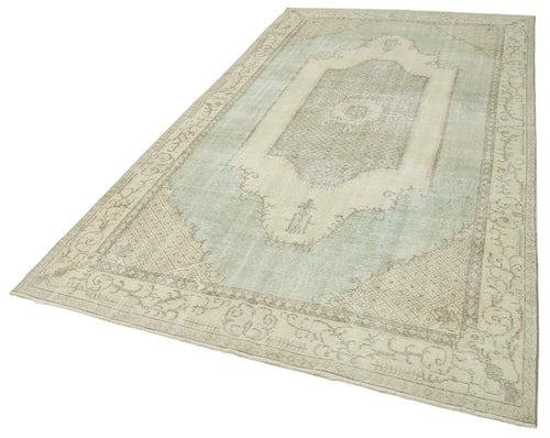 Vintage Beige Vintage Cotton Wool Handmade Area Rug 5'7'' x 10'1''