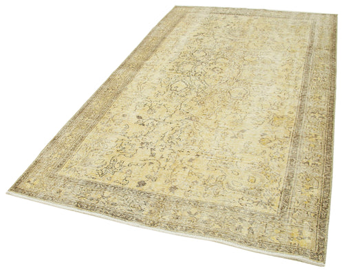 Vintage Beige Vintage Cotton Wool Handmade Area Rug 5'1'' x 8'8''