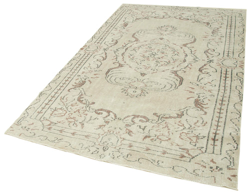 Vintage Beige Vintage Cotton Wool Handmade Area Rug 5'1'' x 8'4''