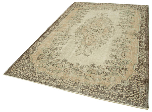 Vintage Beige Vintage Cotton Wool Handmade Area Rug 5'10'' x 9'3''