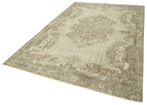 Vintage Beige Vintage Cotton Wool Handmade Area Rug 6'6'' x 9'6''