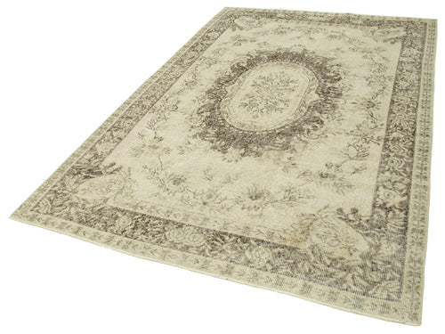 Vintage Beige Vintage Cotton Wool Handmade Area Rug 5'9'' x 8'11''