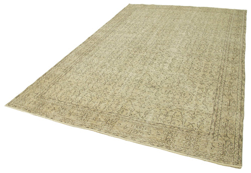 Vintage Beige Vintage Cotton Wool Handmade Area Rug 6'8'' x 10'2''