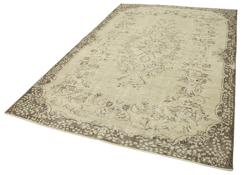 Vintage Beige Vintage Cotton Wool Handmade Area Rug 6'1'' x 9'6''