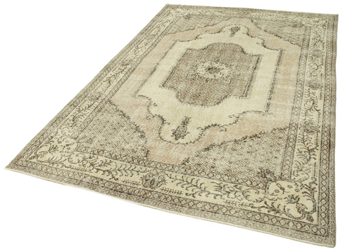 Vintage Beige Vintage Cotton Wool Handmade Area Rug 5'8'' x 8'10''