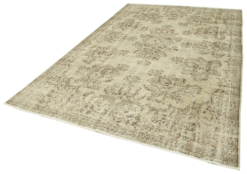 Vintage Beige Vintage Cotton Wool Handmade Area Rug 6'10'' x 10'2''
