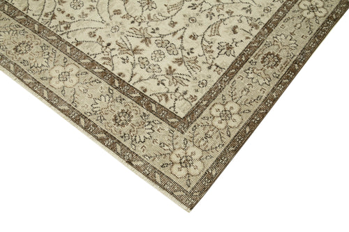 Vintage Beige Vintage Cotton Wool Handmade Area Rug 5'11'' x 9'7''