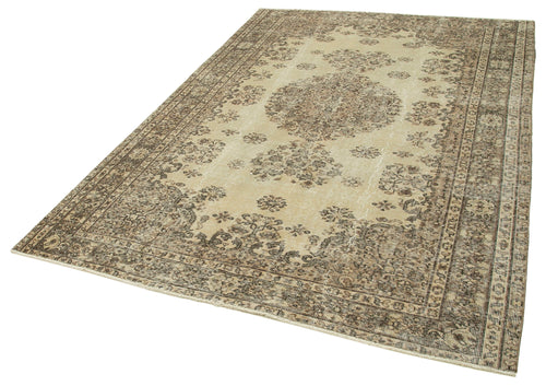 Vintage Beige Vintage Cotton Wool Handmade Area Rug 6'0'' x 8'10''