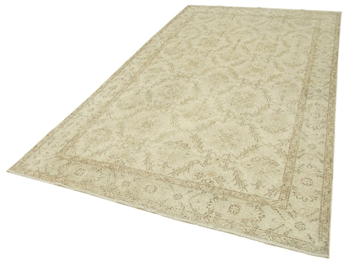 Vintage Beige Vintage Cotton Wool Handmade Area Rug 5'7'' x 9'9''