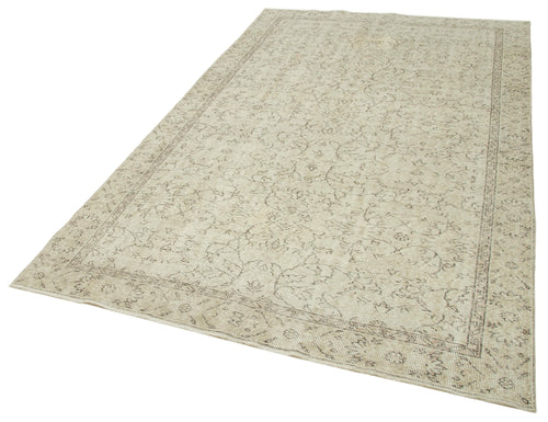 Vintage Beige Vintage Cotton Wool Handmade Area Rug 5'6'' x 9'3''
