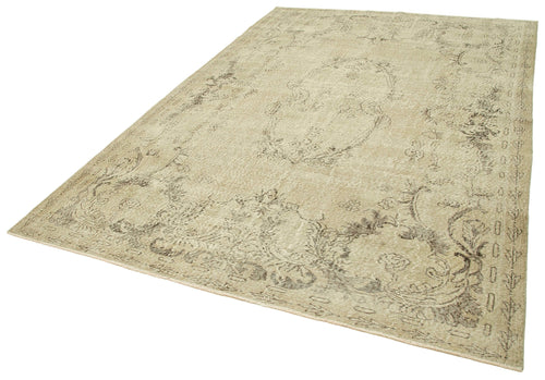 Vintage Beige Vintage Cotton Wool Handmade Area Rug 6'9'' x 10'2''