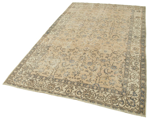 Vintage Beige Vintage Cotton Wool Handmade Area Rug 5'1'' x 8'5''