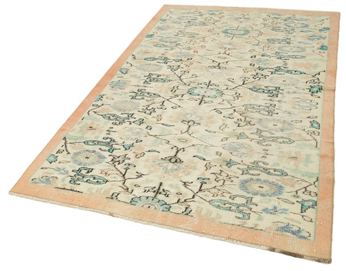 Vintage Beige Vintage Cotton Wool Handmade Area Rug 5'0'' x 8'7''