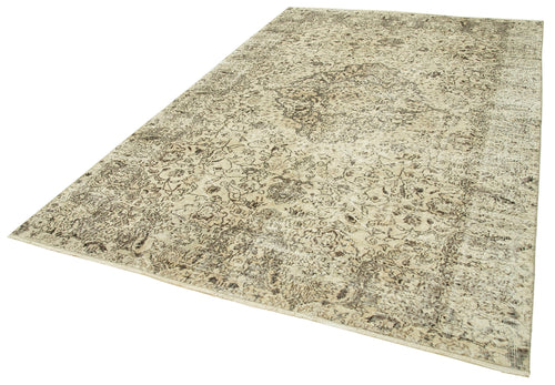 Vintage Beige Vintage Cotton Wool Handmade Area Rug 6'8'' x 10'3''
