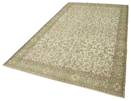 Vintage Beige Vintage Cotton Wool Handmade Area Rug 5'9'' x 10'3''