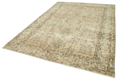 Vintage Beige Vintage Cotton Wool Handmade Area Rug 6'10'' x 9'3''