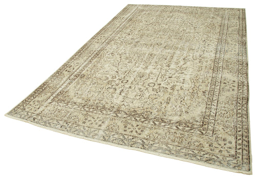 Vintage Beige Vintage Cotton Wool Handmade Area Rug 6'5'' x 9'6''