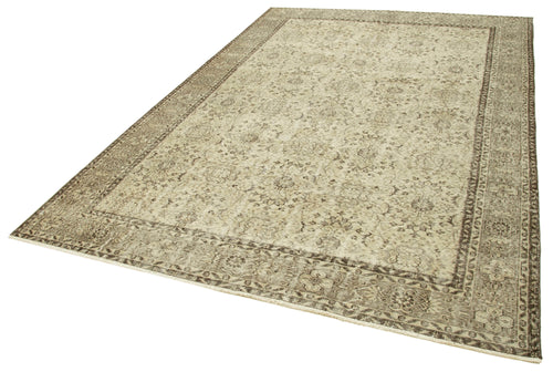 Vintage Beige Vintage Cotton Wool Handmade Area Rug 6'10'' x 9'11''