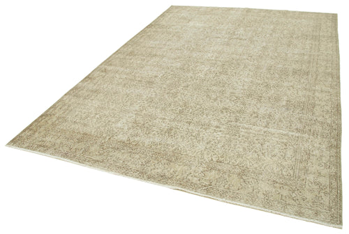 Vintage Beige Vintage Cotton Wool Handmade Area Rug 6'11'' x 9'10''