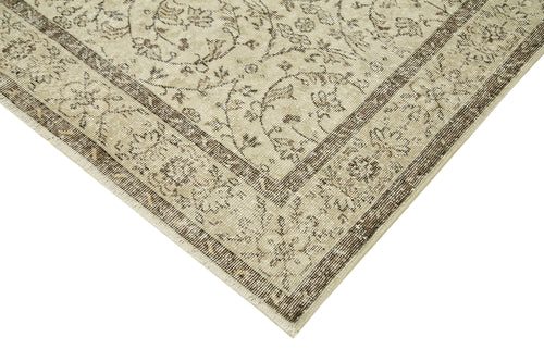 Vintage Beige Vintage Cotton Wool Handmade Area Rug 6'3'' x 9'8''