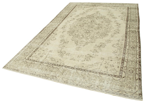 Vintage Beige Vintage Cotton Wool Handmade Area Rug 6'3'' x 9'10''