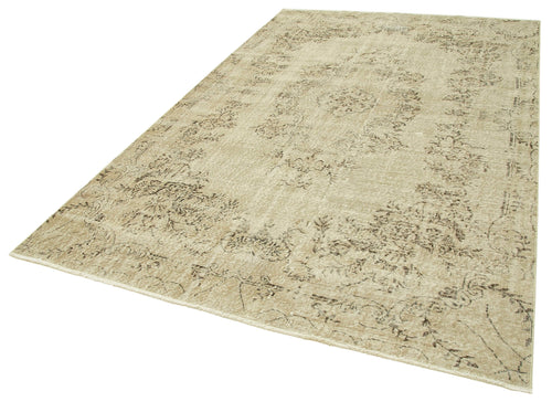 Vintage Beige Vintage Cotton Wool Handmade Area Rug 6'6'' x 10'4''