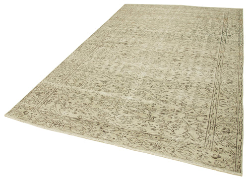 Vintage Beige Vintage Cotton Wool Handmade Area Rug 6'3'' x 9'8''