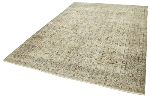 Vintage Beige Vintage Cotton Wool Handmade Area Rug 7'0'' x 9'7''