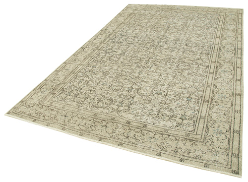 Vintage Beige Vintage Cotton Wool Handmade Area Rug 6'4'' x 10'3''