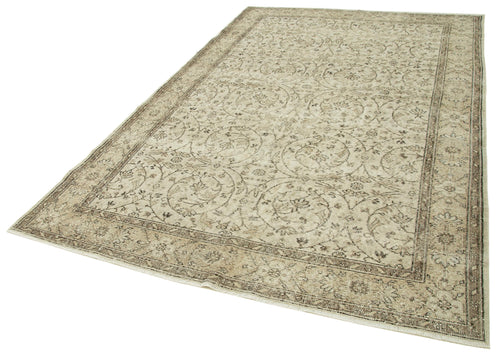 Vintage Beige Vintage Cotton Wool Handmade Area Rug 6'3'' x 9'9''