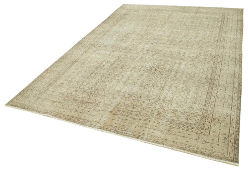 Vintage Beige Vintage Cotton Wool Handmade Area Rug 6'11'' x 9'10''
