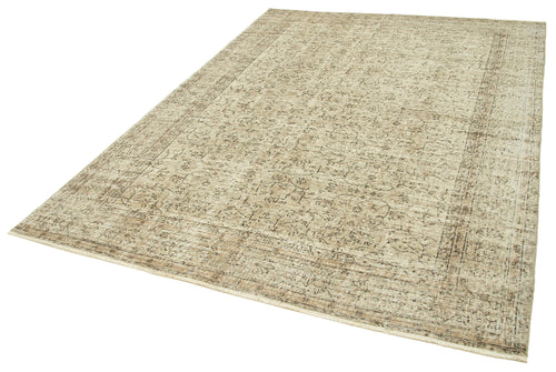 Vintage Beige Vintage Cotton Wool Handmade Area Rug 6'10'' x 9'4''