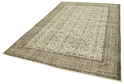 Vintage Beige Vintage Cotton Wool Handmade Area Rug 6'9'' x 10'2''