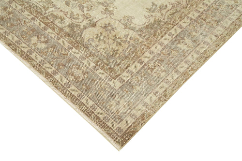 Vintage Beige Vintage Cotton Wool Handmade Area Rug 6'4'' x 9'10''