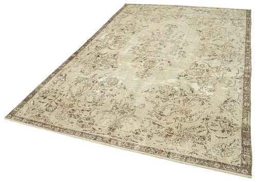 Vintage Beige Vintage Cotton Wool Handmade Area Rug 6'4'' x 10'0''
