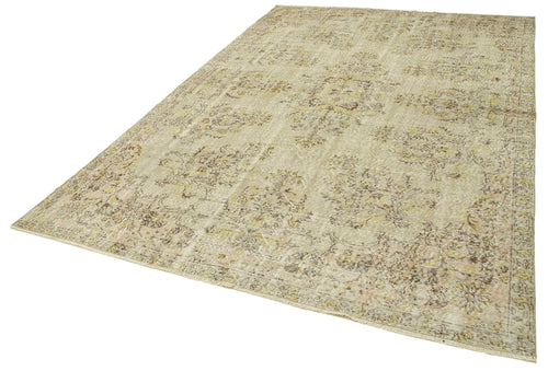 Vintage Beige Vintage Cotton Wool Handmade Area Rug 6'9'' x 10'3''