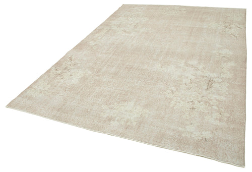 Vintage Beige Vintage Cotton Wool Handmade Area Rug 6'9'' x 10'0''