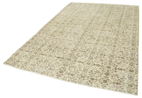 Vintage Beige Vintage Cotton Wool Handmade Area Rug 6'6'' x 9'10''