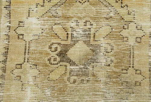 Overdyed Vintage Beige Vintage Cotton Wool Handmade Area Rug 1'6'' x 2'8''