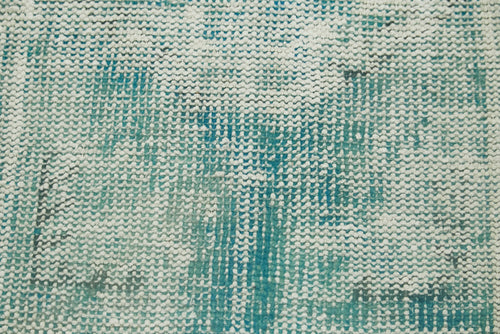 Overdyed Vintage Turquoise Vintage Cotton Wool Handmade Area Rug 1'9'' x 3'7''