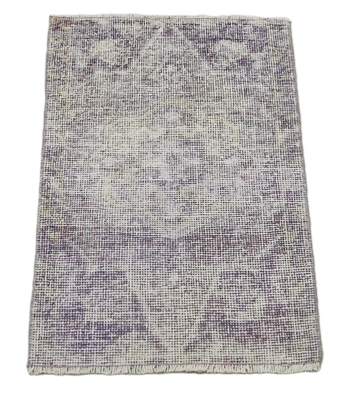 Overdyed Vintage Purple Vintage Cotton Wool Handmade Area Rug 1'7'' x 2'8''