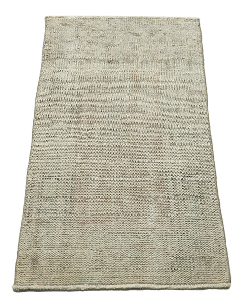 Overdyed Vintage Beige Vintage Cotton Wool Handmade Area Rug 1'9'' x 3'9''
