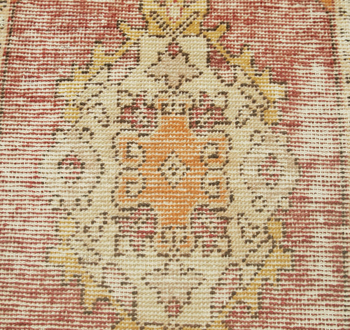 Overdyed Vintage Red Vintage Cotton Wool Handmade Area Rug 1'6'' x 2'9''