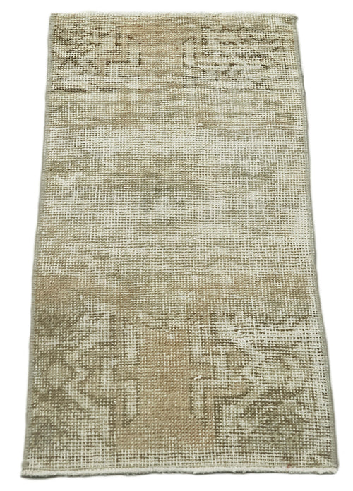 Overdyed Vintage Beige Vintage Cotton Wool Handmade Area Rug 1'3'' x 2'10''
